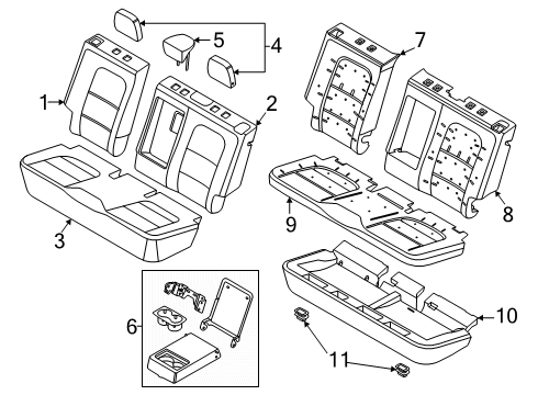 2025 Ford Bronco Sport Head Rest Assembly Diagram for M1PZ-78611A08-CH