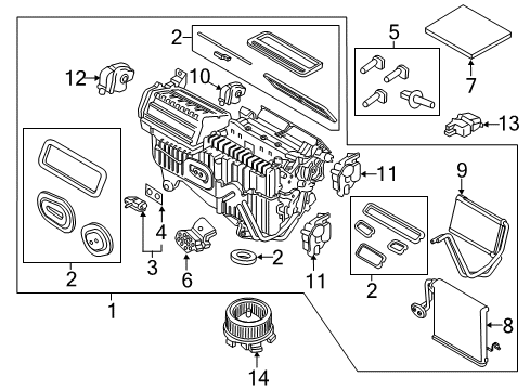 2024 Ford Edge Evaporator And Housing Assembly Diagram for K2GZ-19B555-BG