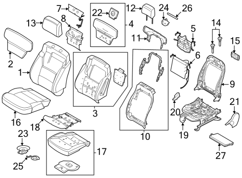 2024 Ford F-150 Lightning Seat Back Cover Assembly Diagram for PC3Z-1664416-BQ