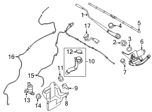 2022 Ford Transit Connect Wiper Blade Assembly Diagram for DT1Z-17528-BA