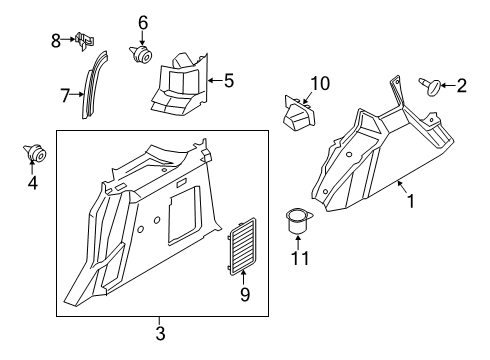 2022 Ford Transit Connect Quarter Trim Assembly Diagram for KT1Z-1731013-CC
