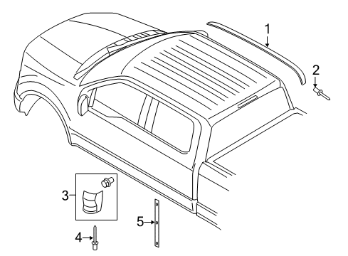 2020 Ford F-250 Super Duty Moulding Diagram for FL3Z-1629077-AD
