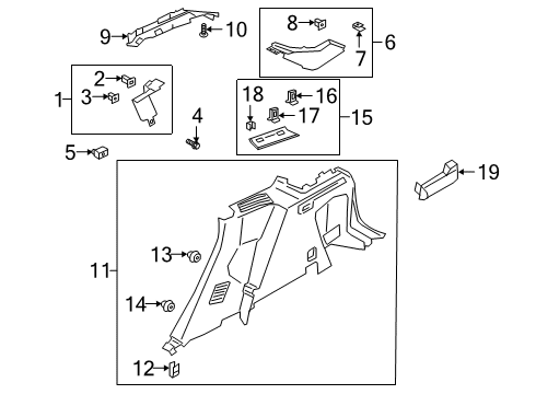 2023 Lincoln Corsair Quarter Trim Assembly Diagram for LJ7Z-7831012-DD