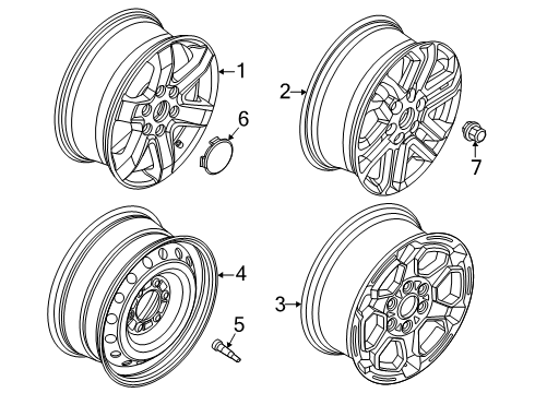 2024 Ford Ranger Wheel Assembly Diagram for N1WZ-1007-AB