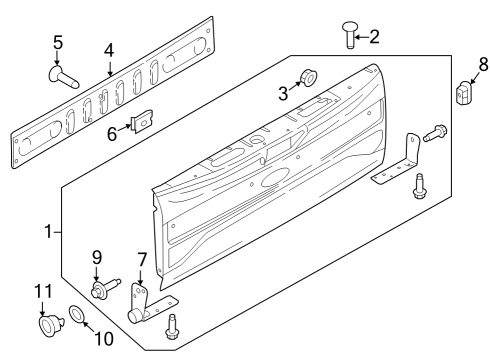 2022 Ford F-150 Lightning Tailgate Assembly Diagram for ML3Z-9940700-Q