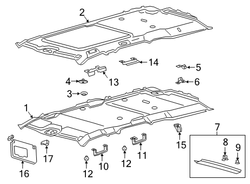 2021 Lincoln Navigator Headlining - Roof Diagram for LL7Z-7851944-SB