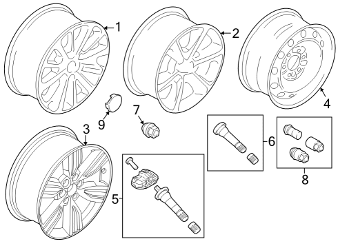 2022 Ford Expedition Wheel Assembly Diagram for NL1Z-1007-C