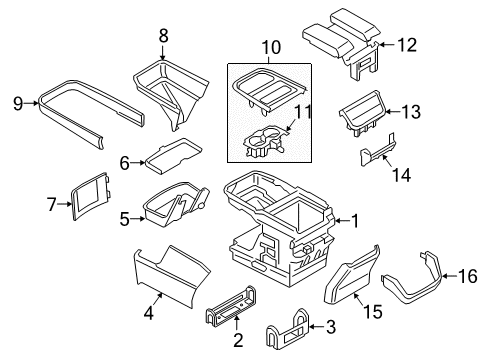2024 Lincoln Navigator Console Panel Assembly Diagram for JL7Z-78045E24-AAL