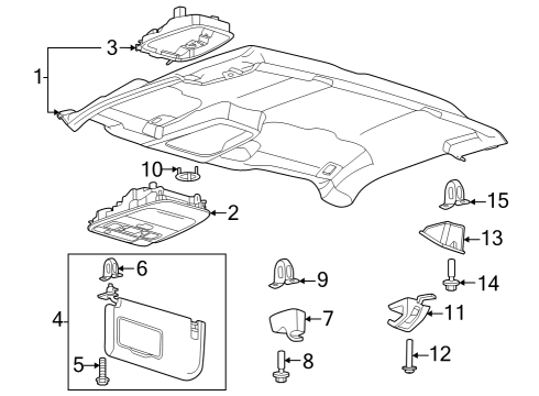 2024 Ford F-350 Super Duty Roof Trim Panel Centre Diagram for PC3Z-1051968-BA