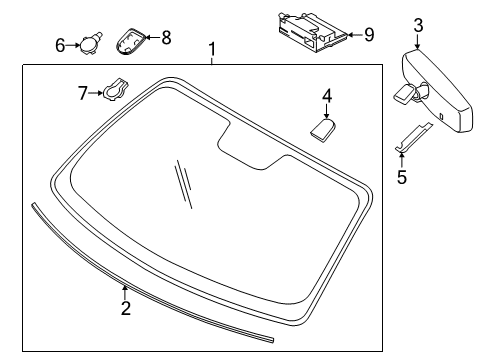 2021 Ford Mustang Windscreen Glass Diagram for MR3Z-6303100-A