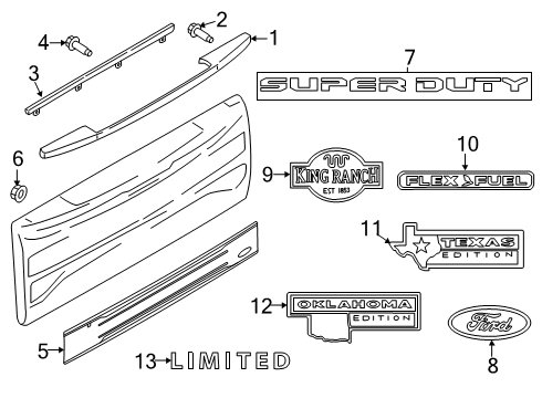 2022 Ford F-350 Super Duty Name Plate Diagram for LB5Z-9942528-A