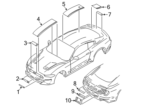 2021 Ford Mustang Decal Stripe Diagram for JR3Z-9920000-AL