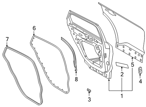 2022 Ford Bronco Sport Door Panel Assembly Outer Diagram for M1PZ-7824700-A