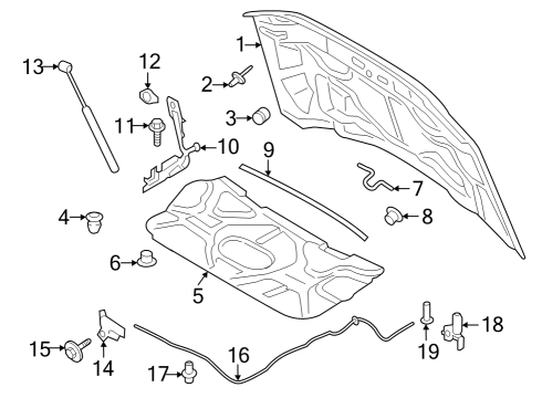 2023 Ford F-250 Super Duty Hood Latch Assembly Diagram for PC3Z-16700-C