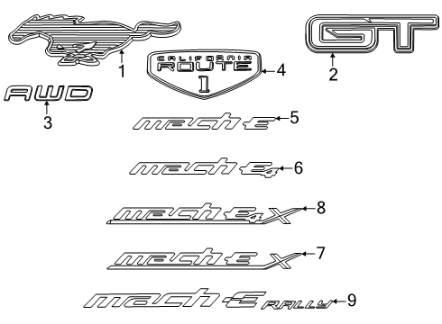 2025 Ford Mustang Mach-E Name Plate Diagram for LJ8Z-9942528-E