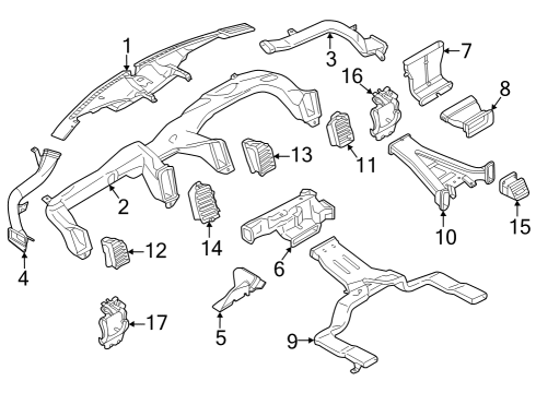 2021 Ford F-150 Air Vent Louvre Assembly Diagram for NL3Z-15045C08-CA