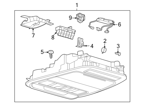 2022 Ford F-150 Lightning Overhead Console Assembly Diagram for ML3Z-18519A70-GCZ