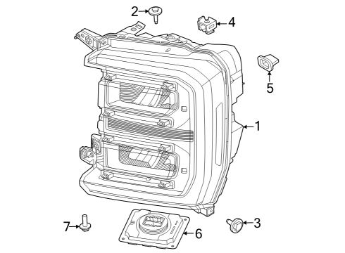 2023 Ford F-250 Super Duty Lamp Assembly Diagram for PC3Z-13008-L