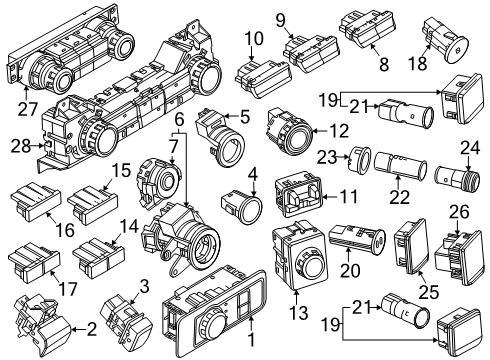 2023 Ford F-250 Super Duty Control Switch Assembly Diagram for RL3Z-14B596-AA