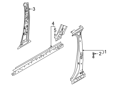 2022 Ford Bronco Sport B Pillar Assembly Diagram for M1PZ-7824301-B