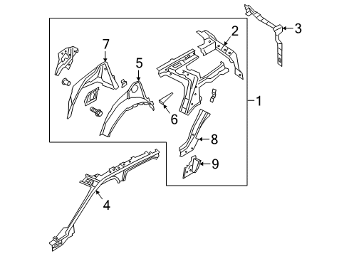 2023 Ford Explorer Luggage Compartment D Trough Diagram for RB5Z-7845114-B