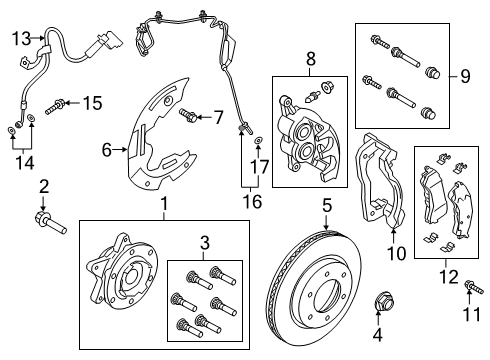 2020 Ford Ranger Wheel Hub Assembly Diagram for KB3Z-1104-B