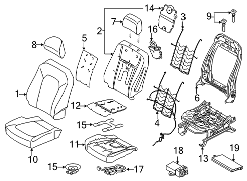 2023 Ford F-150 Seat Cushion Pad Diagram for ML3Z-99632A22-Q