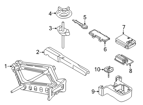 2022 Ford Mustang Lifting Jack Assembly Diagram for HR3Z-17080-A