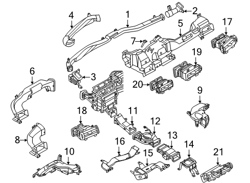 2024 Lincoln Aviator Air Vent Louvre Assembly Diagram for LC5Z-19893-AB