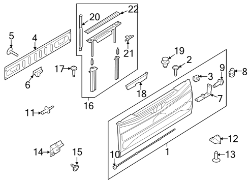 2022 Ford F-150 Lightning Tailgate Assembly Diagram for ML3Z-9940700-S