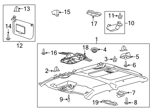 2020 Ford F-350 Super Duty Headlining - Roof Diagram for HC3Z-2851944-MC