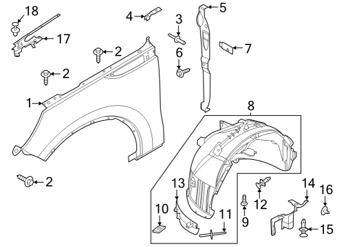 2024 Lincoln Aviator Front Fender Assembly Diagram for RC5Z-16006-A