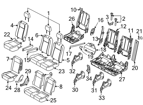 2023 Ford Transit Rear Seat Cus Frame And Spring Diagram for EK4Z-9963160-W