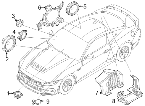 2024 Ford Mustang Speaker Assembly Diagram for PC3Z-18808-A