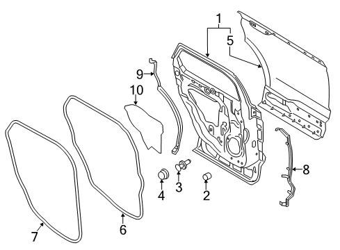 2022 Ford Edge Rear Door Assembly Diagram for KT4Z-5824631-B