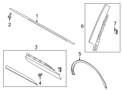 2023 Lincoln Aviator Door Outside Moulding Diagram for LC5Z-7825556-BB