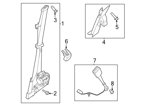 2025 Ford F-350 Super Duty Pretensioner Seat Belt Retractor Diagram for PC3Z-26611B09-BE