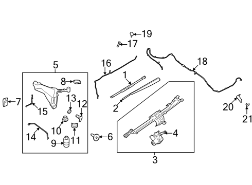 2022 Ford F-150 Lightning Windshield Washer Hose Diagram for NL3Z-17A605-D