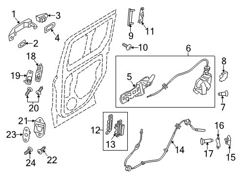 2020 Ford Transit Connect Latch Diagram for DT1Z-61264A26-AV