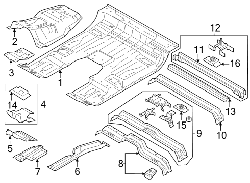 2023 Ford F-350 Super Duty MEMBER ASY - CROSS - CENTER Diagram for FL3Z-1610624-E