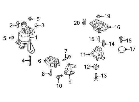 2022 Ford Edge Engine Front Support Bracket Diagram for K2GZ-6038-F