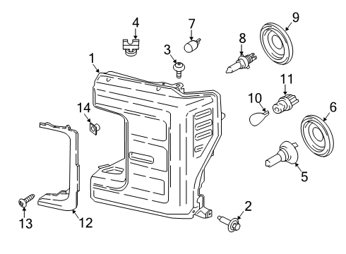 2022 Ford F-350 Super Duty Headlamp Assembly Diagram for LC3Z-13008-B