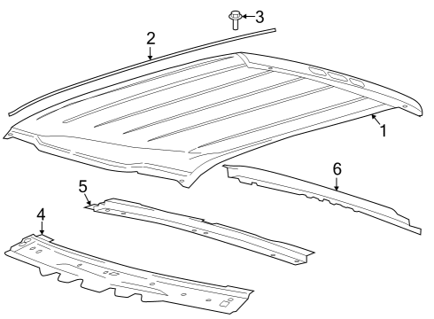 2023 Ford F-350 Super Duty Roof Panel Assembly Diagram for LC3Z-2650202-D
