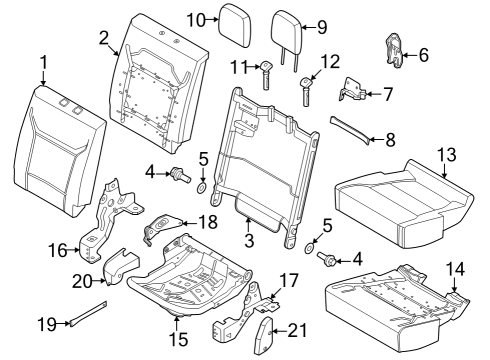 2023 Ford F-250 Super Duty Rear Seat Cushion Cover Assembly Diagram for NL3Z-1863804-EA