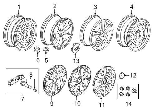 2022 Ford Transit Connect Wheel Assembly Diagram for KT1Z-1015-D