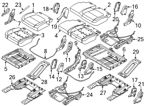 2019 Ford Police Interceptor Utility Rear Seat Cushion Support Diagram for DE9Z-96606A50-J