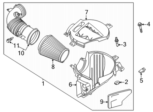 2022 Ford Mustang Air Cleaner Element Assembly Diagram for KR3Z-9601-A