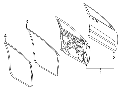2020 Ford Ranger Door Window Weatherstrip Assembly Diagram for EB3Z-4120531-C