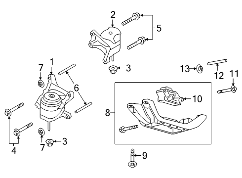 2022 Ford Explorer Engine Support Insulator Assembly Diagram for L1MZ-6068-F