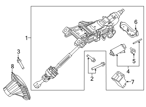 2022 Lincoln Nautilus Steering Column Assembly Diagram for F2GZ-3C529-AE